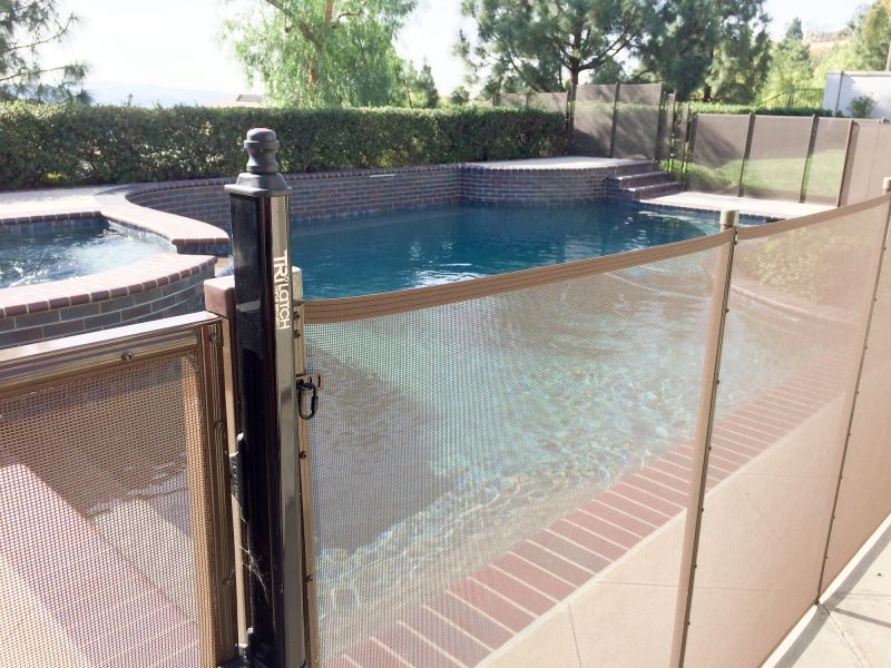 Removable Mesh Fence on Pool Deck